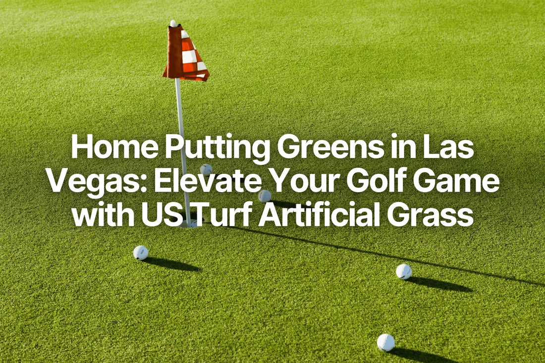 putting green made with artificial grass with scattered gold balls around the hole 