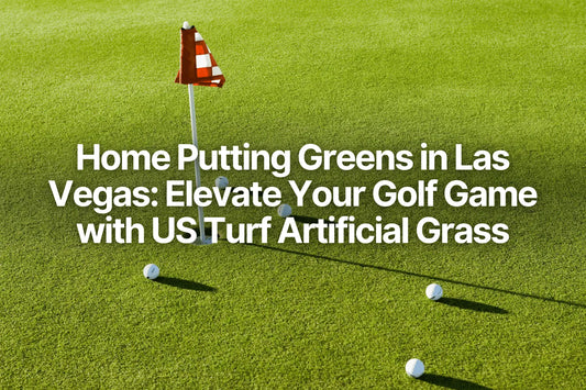 putting green made with artificial grass with scattered gold balls around the hole 
