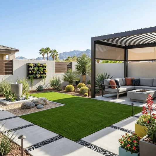  artificial turf for water conservation, eco-friendly native plants, luxurious outdoor living spaces