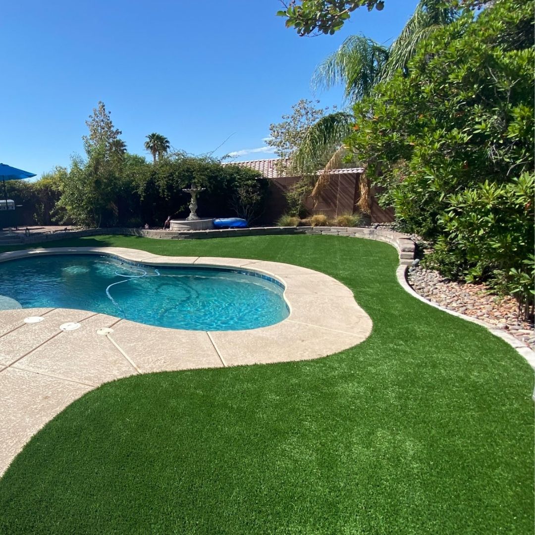 Premium US Turf installation showing the seam integrity, edging, and base prep covered by the Limited Lifetime + 2-Year Labor warranty.