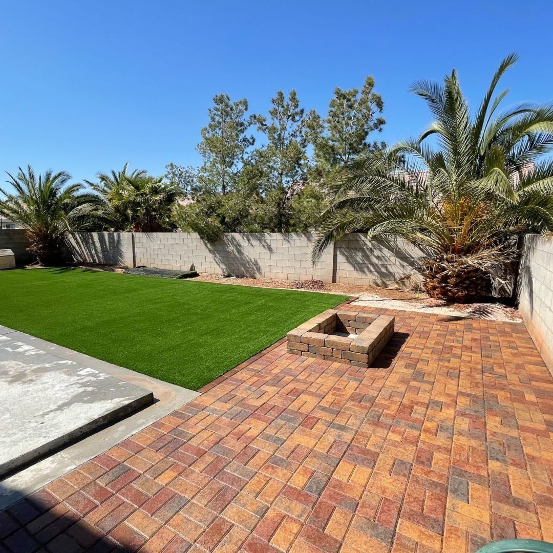 Premium artificial turf installation in a Las Vegas backyard